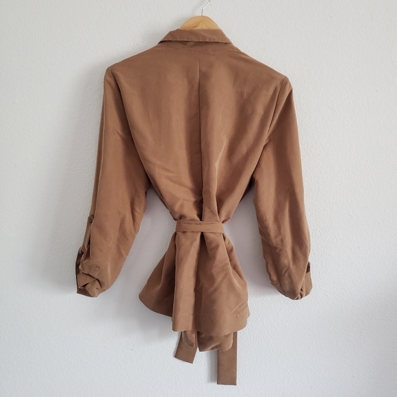 Chico's cream trench style belted jacket - Picture 3 of 5